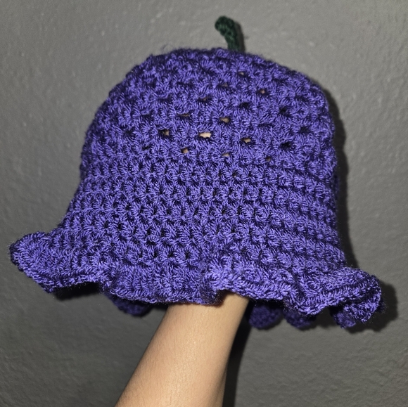 Cottage Core Grape Crochet Bucket Hat - Picture 4 of 12